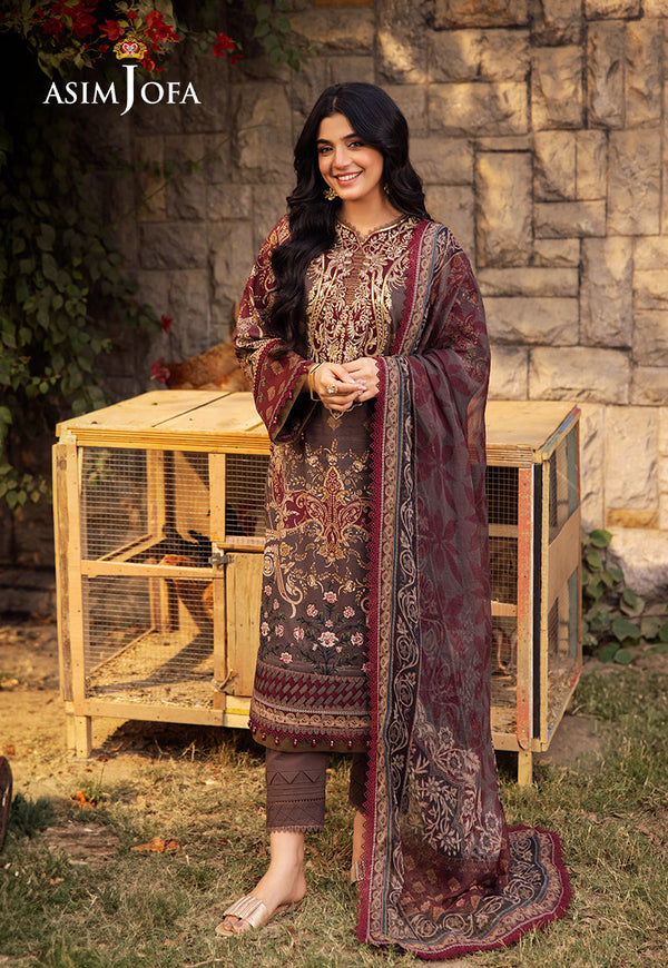 AJUBJ-01 PRINTED EMBROIDERED LAWN 3 PC