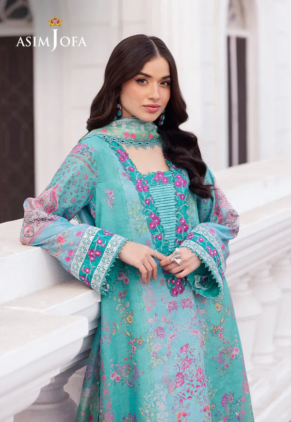 AJRS-04 DIGITALLY PRINTED EMBROIDERED RAW SILK 3 PCS