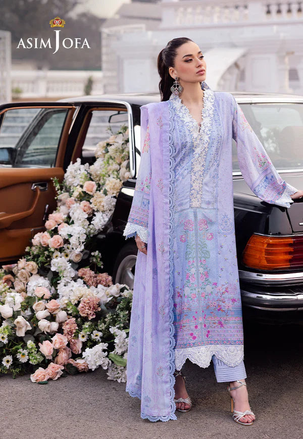 AJRS-08 DIGITALLY PRINTED EMBROIDERED RAW SILK 3 PCS