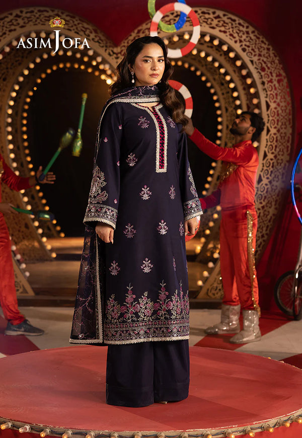 AJFO-04 EMBROIDERED SILK UNSTITCHED 3 PCS