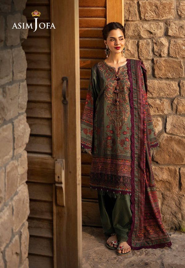 AJUWD-17 EMBROIDERED STITCHED 3 PCS